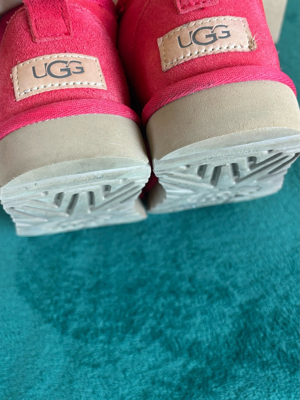 UGG Hot Red Suede Shearling Ankle Boots